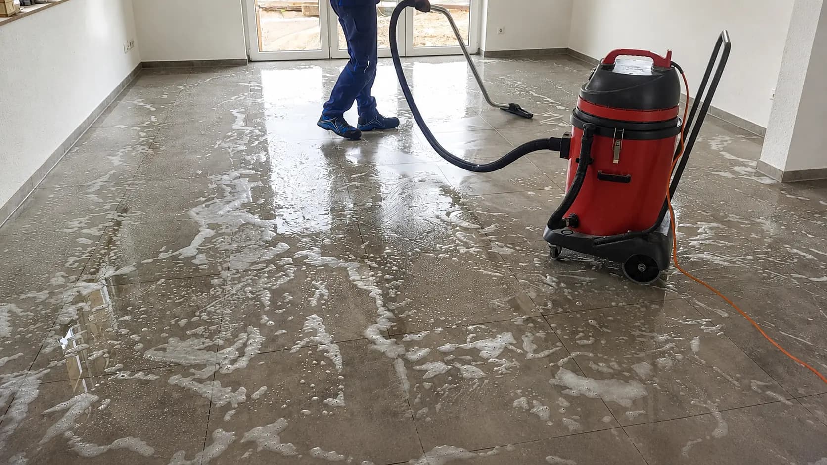 Nasssauger im Einsatz bei der Bauendreinigung