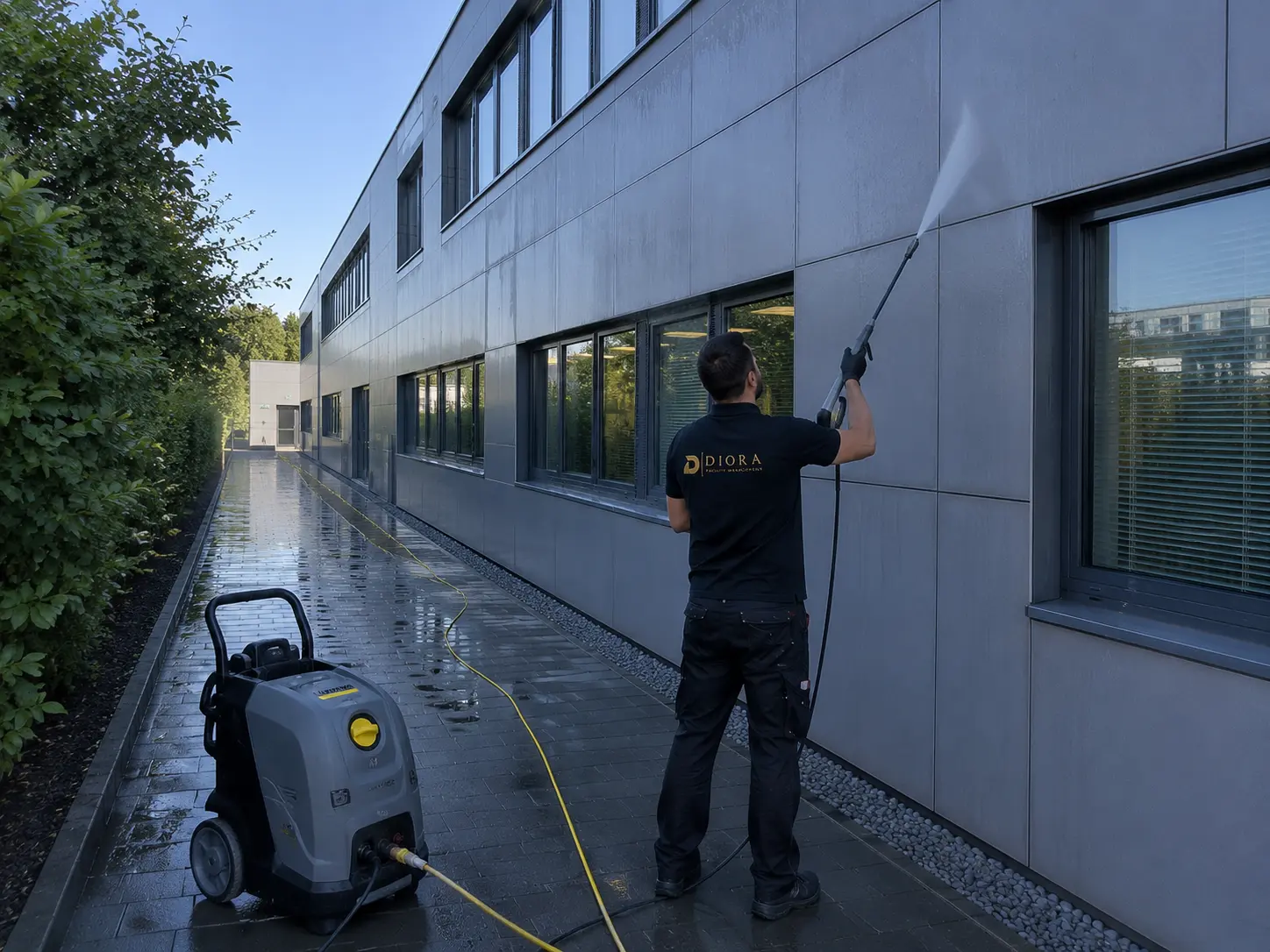Gereinigte Glasfassade nach der professionellen Fassadenreinigung in Osnabrück