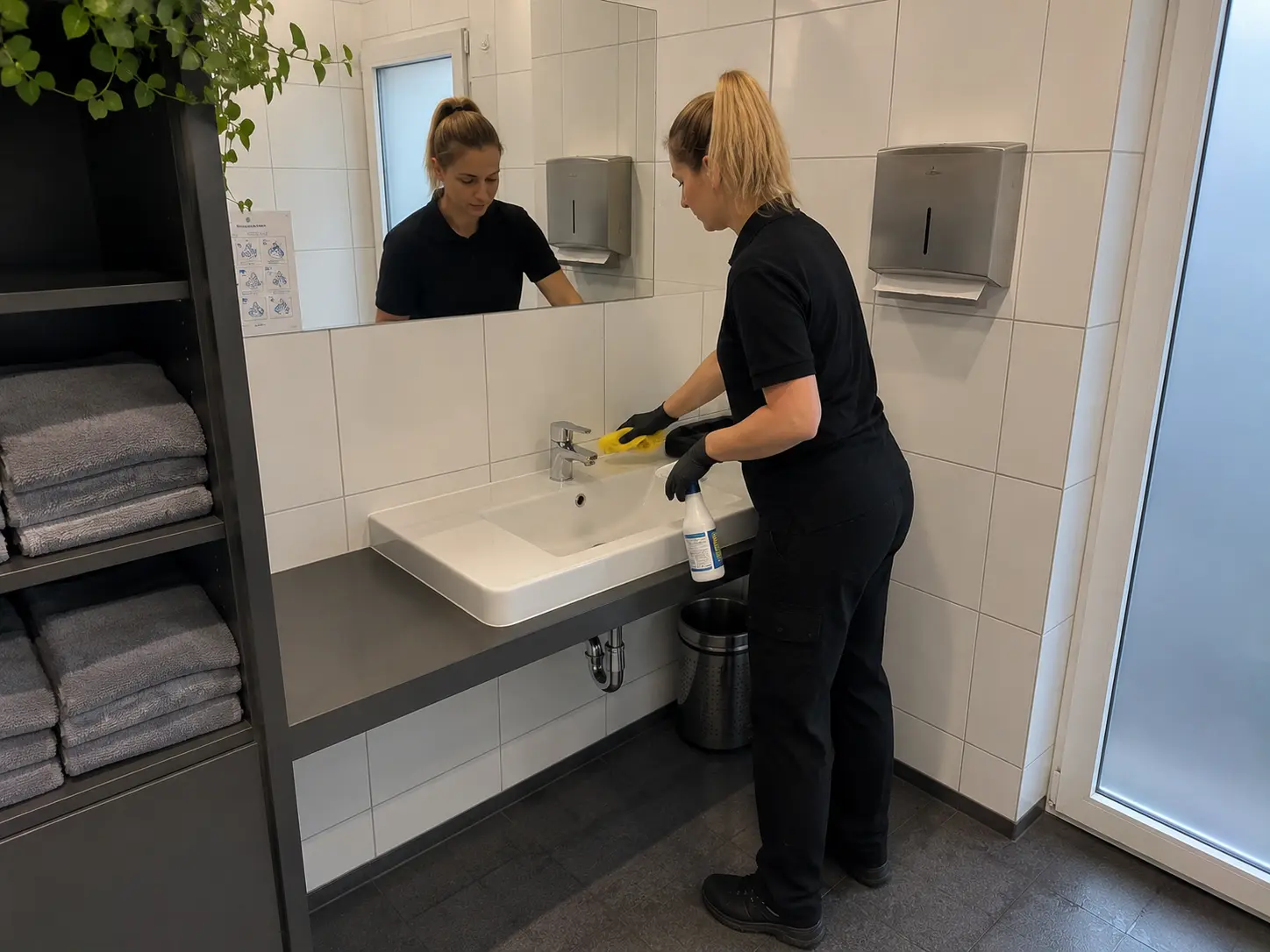 Gereinigte Sanitäranlagen im Gewerbegebäude in Osnabrück