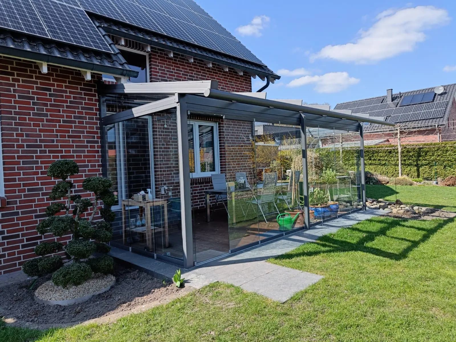 Professionelle Reinigung einer Terrassenverglasung in Hörstel-Riesenbeck
